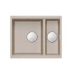 Quadron QUADRON | LOGAN 150 | granitowy zlewozmywak kuchenny CZARNY + STAL | wymiary: 55,5 x 46 x 22 cm | 1,5-komorowy podwieszany | podbudowa szafki od: 60 cm HCQL5646U8BSU